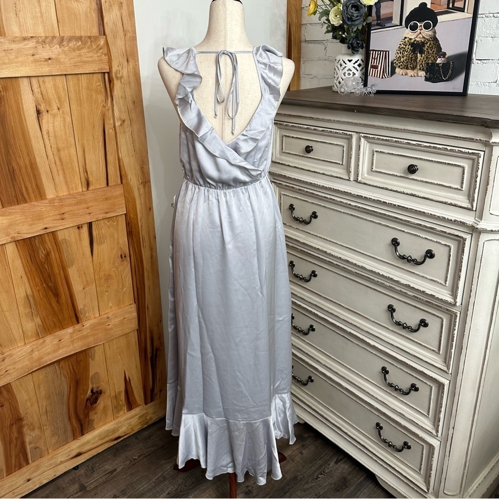 Show Me Your MuMu Light Blue Ruffle Wrap Dress - Picture 6 of 10